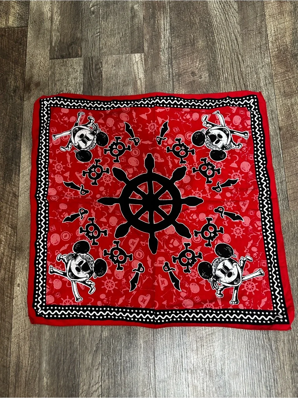 Disney Red and Black Pirate Mickey Bandana Scarf
